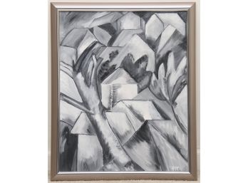 Mid Century Abstract Black And White Painting