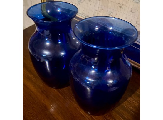 Pair Cobalt Blue Everyday Vases