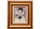 Mira Fujita Clown Acrylic Painting In Gold Frame