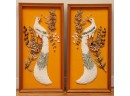 Pair Of Framed Shell Bird Art