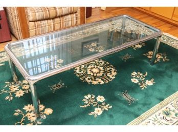 Post Modern Glass Top  Tubular Chrome Coffee Table