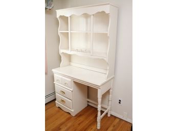 White Painted Desk With Hutch