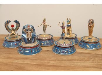 Hand Painted Egyptian Sculptures By The Franklin Mint Under