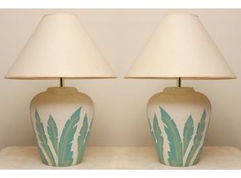 Pair Of Post Modern Textured Ceramic Lamps