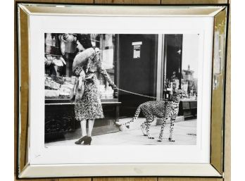 Cheetah Who Shops Artist Unknown In Mirrored Framed With COA