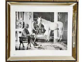 Pony Painter Artist Unknown In Mirrored Frame  With COA