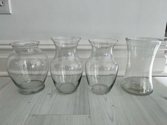 Set Of 4 Clear Vases