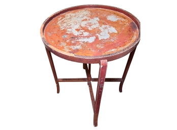 Antique Chinoiserie Chinese Style Red Tray Table With Stand