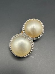 Vintage Pearl Earrings With Diamonds