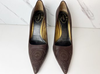 Prada Brown Leather Heels Size 38.5