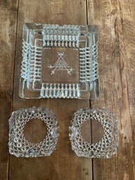 Collection Of Vintage Antique Crystal Ashtrays (3)