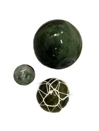 Rare Collection Antique Glass Japanese Fishing Floats (3)