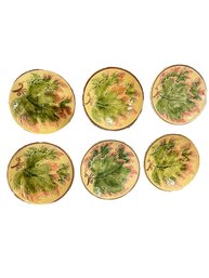 Antique Majolica Leaf And Flower Pattern Plates German (6)