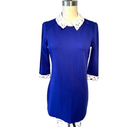 TED BAKER Currie Lace Bright Blue / Cobalt Collar Dress