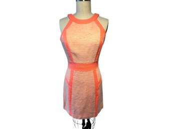 MILLY Coral Color Block Pattern Mini Dress