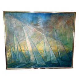 'Boats' Original Oil Painting By Marjorie Bishop