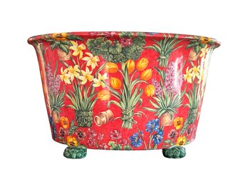 Large Painted Porcelain Planter