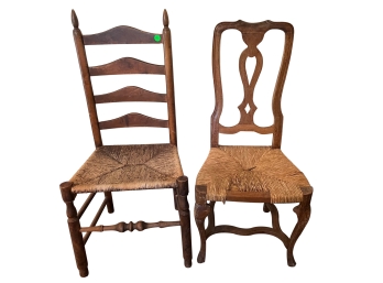 Two Antique Ladder Back Chairs