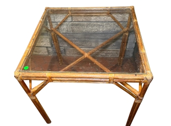 Late 20th Century Vintage Coastal Bent Rattan Game Table