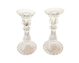 Pair Baccarat Twisted Crystal Candlesticks