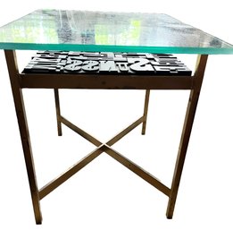 Brutalist Style Mid Century Printing Press Glass Side Table