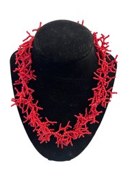 Vintage Spike Seed Beaded Coral Colored Choker Necklace