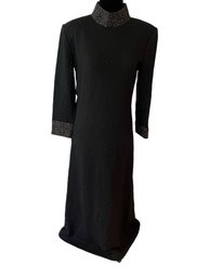 St. John Evening Collection By Marie Gray Black Evening Gown With Beading Sz 4