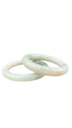 Pair Of Vintage Light Green Jade Bangle Bracelets