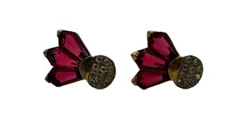 Vintage Costume Ruby Clip On Earrings