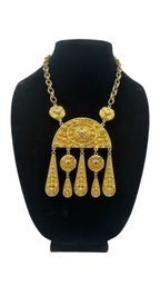 Vintage Kenneth Jay Lane Medal Gold Necklace