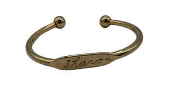 Vintage ID Silver Bracelet Engraved Sharon