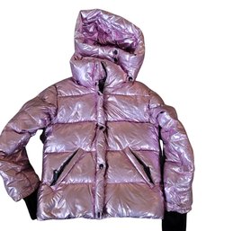 SAM NYC Girls Goose Down Pink Metallic Jacket