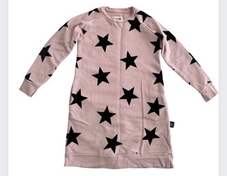 NUNUNU Powder Pink Star  Sweatshirt Dress