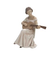 Antique 1960's Royal Copenhagen Model Of A Girl Playing Guitar