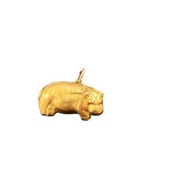 Vintage Yellow Gold Hippopotamus Charm/Pendant