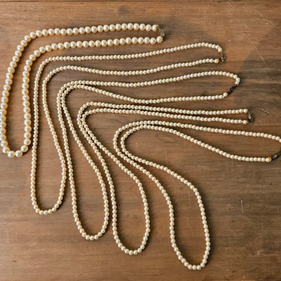 Lot Of 5 Vintage Pearl Single Strand Necklaces #95