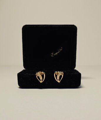 Elegant Heart Shape Diamond 14K Yellow Gold Earrings 1.93 Gr