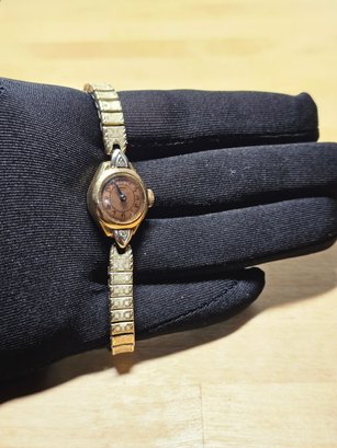 Antique Swiss Imperial 14K Solid Gold Lady's Watch With Diamonds - Tested And Works