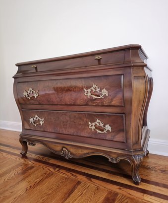 Karges Furniture Louis XVI Burl Walnut Three Drawer Commode With Brass Hardware. Metal Tag Within A Drawer  #6