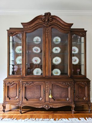 Gorgeous Karges French Regency Louis XVI Style Burled Walnut Lighted Breakfront W/glass Front Doors  #7