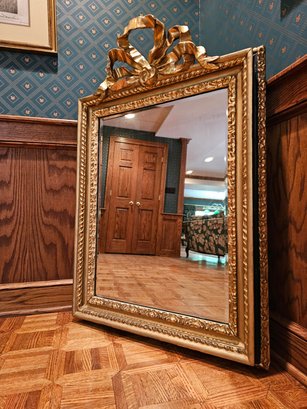 Antique French Carved Giltwood Gold Mirror (heavy) Beveled Mirror 41 X 28 1/2 #66