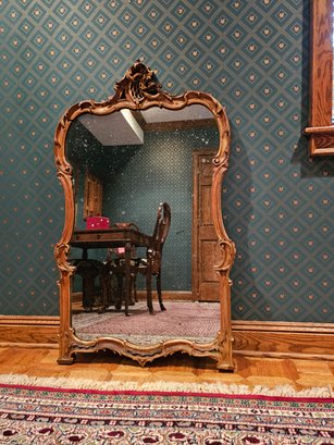 48 X 28 1/2 Antique Meticulously Carved Wood Mirror  #71