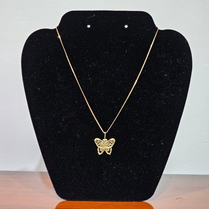 Michael Anthony 14K Gold Butterfly Pendant With 14K Gold Chain 14.5'  2.90g #22