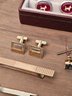 Vintage Men's Jewelry Box Of Cufflinks And Tie Clips Some Of Them Are Gold Plated #100