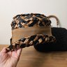 Original Vintage Janelle Hat And Vintage Black Loop Weave Wooden Handle Purse #105