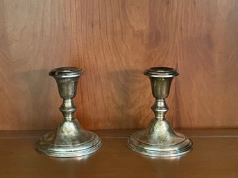 Pair Frank M Whiting Sterling Silver Candlesticks     #40