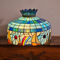 Incredible Custom Made Stained-Glass Hanging Light Designed By Kip Trienens  14 X 19.5 #3