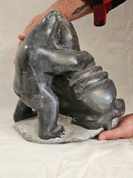 Large And Heavy Inuit Sculpture Stone Carving Signed And Numbered Along The Underside  #45