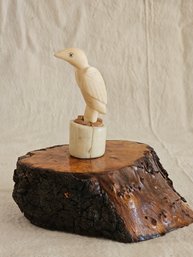 Inuit Bone Carving Bird Figurine By Local Artist In Alaska #90