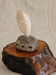 Hand Carved By Inuit Artist Totem Faces Mini Sculpture #91